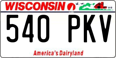 WI license plate 540PKV