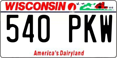 WI license plate 540PKW