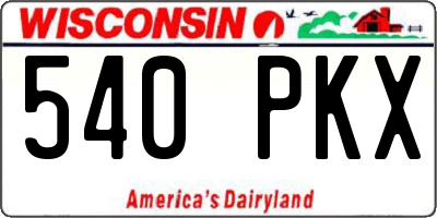 WI license plate 540PKX