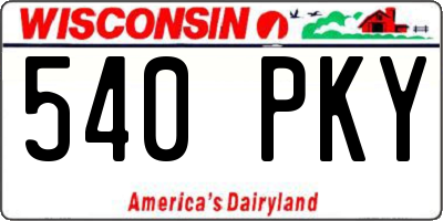 WI license plate 540PKY