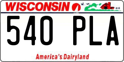 WI license plate 540PLA