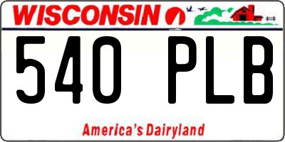WI license plate 540PLB