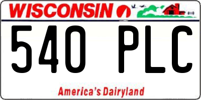 WI license plate 540PLC