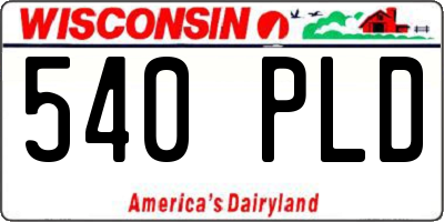 WI license plate 540PLD