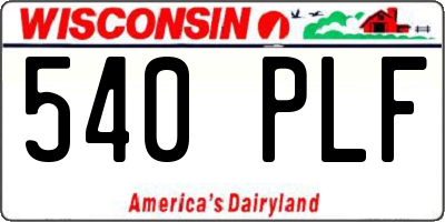 WI license plate 540PLF