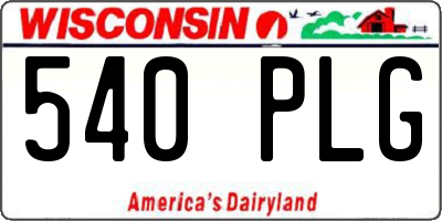 WI license plate 540PLG