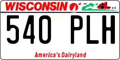WI license plate 540PLH