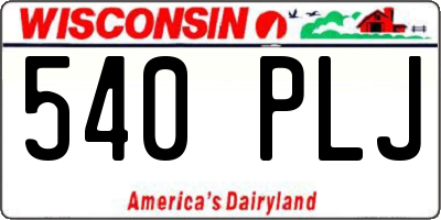WI license plate 540PLJ