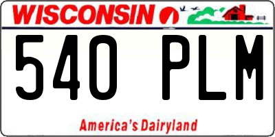 WI license plate 540PLM