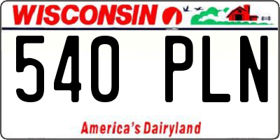 WI license plate 540PLN
