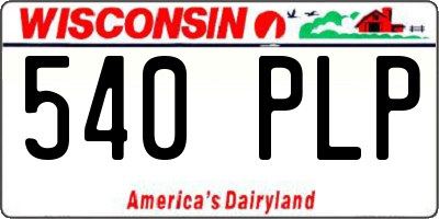 WI license plate 540PLP