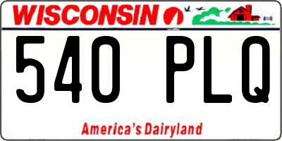WI license plate 540PLQ