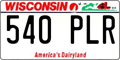 WI license plate 540PLR
