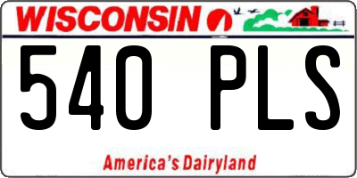 WI license plate 540PLS