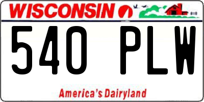 WI license plate 540PLW