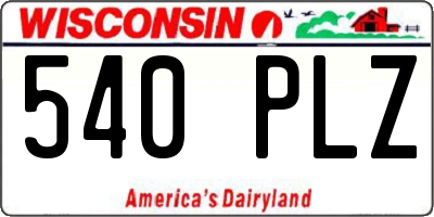 WI license plate 540PLZ