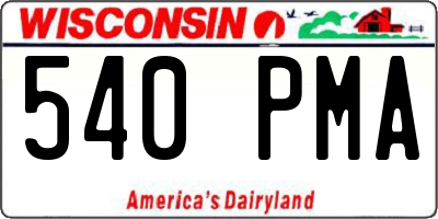 WI license plate 540PMA
