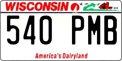 WI license plate 540PMB
