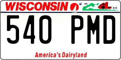 WI license plate 540PMD