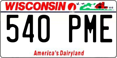 WI license plate 540PME