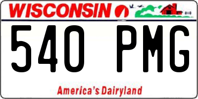 WI license plate 540PMG