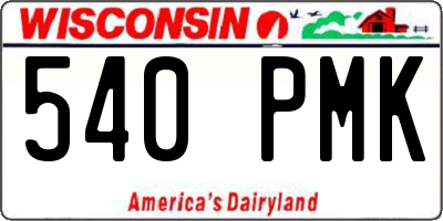 WI license plate 540PMK