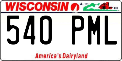 WI license plate 540PML
