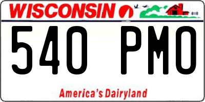 WI license plate 540PMO