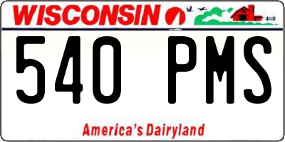 WI license plate 540PMS