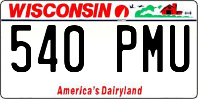 WI license plate 540PMU