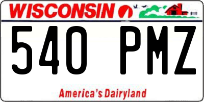 WI license plate 540PMZ