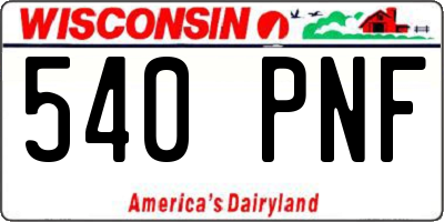 WI license plate 540PNF
