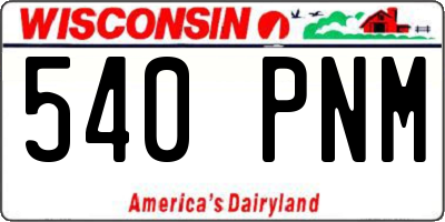 WI license plate 540PNM