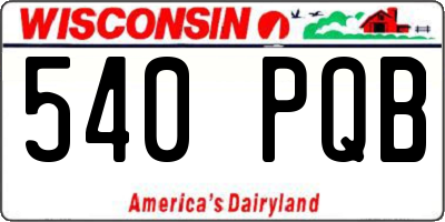 WI license plate 540PQB