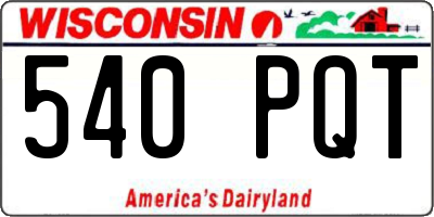 WI license plate 540PQT