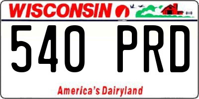 WI license plate 540PRD