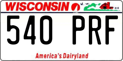 WI license plate 540PRF