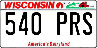 WI license plate 540PRS