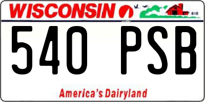 WI license plate 540PSB