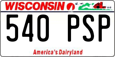 WI license plate 540PSP