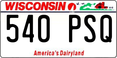 WI license plate 540PSQ