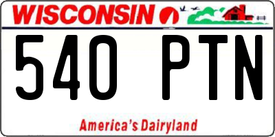 WI license plate 540PTN