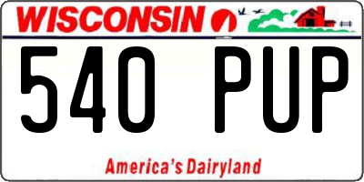 WI license plate 540PUP