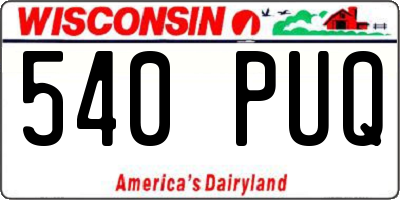 WI license plate 540PUQ