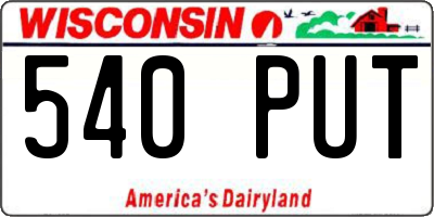 WI license plate 540PUT