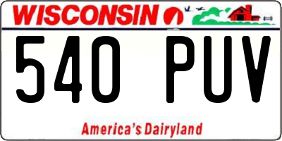 WI license plate 540PUV