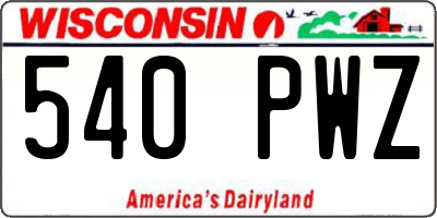 WI license plate 540PWZ