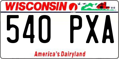 WI license plate 540PXA