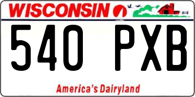 WI license plate 540PXB