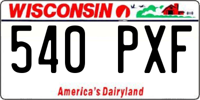 WI license plate 540PXF